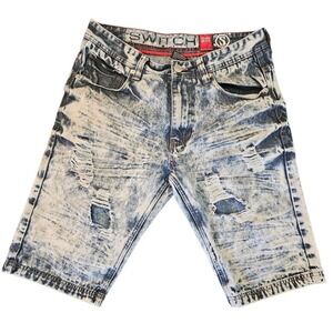 Switch Remarkable Shorts Mens Size 32 Acid Wash Distressed Y2K Denim Jean